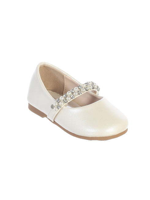 Girls Rhinestone Pearls Strap Mary Jane Ballet Flats 1 Baby-8 Kids